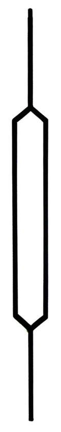 T88 Iron Baluster ⋅ Peaked Top / Bottom Rectangle ⋅ 1/2" Square