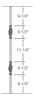 2GR12 Iron Baluster ⋅ Double Basket ⋅ 5/8" Round