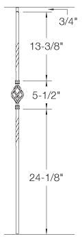 2G04 Iron Baluster ⋅ Single Basket ⋅ 5/8" Square