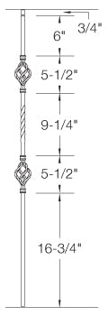 2G05 Iron Baluster ⋅ Double Basket ⋅ 5/8" Square