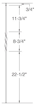 2G06 Iron Baluster ⋅ Single Ribbon ⋅ 5/8" Square