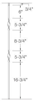 2G07 Iron Baluster ⋅ Double Ribbon ⋅ 5/8" Square