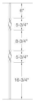 2GR07 Iron Baluster ⋅ Double Ribbon ⋅ 5/8" Round
