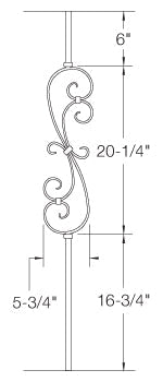 2GR56 Iron Baluster ⋅ "S" Scroll ⋅ 5/8" Round