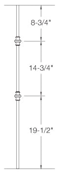 2GR61 Iron Baluster ⋅ Double Knuckle ⋅ 5/8" Round