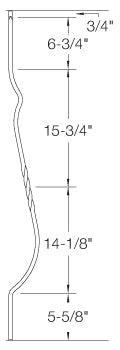 BB02 Iron Baluster ⋅ Belly: 43" Single Twist ⋅ 1/2" Square