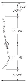 BB04 Iron Baluster ⋅ Belly: 43" Single Basket ⋅ 1/2" Square