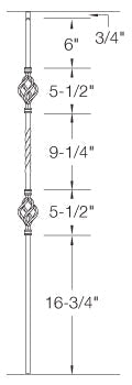 T05 Iron Baluster ⋅ Double Basket ⋅ 1/2" Square