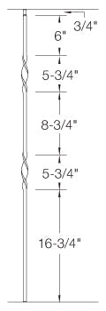 T07 Iron Baluster ⋅ Double Ribbon ⋅ 1/2" Square