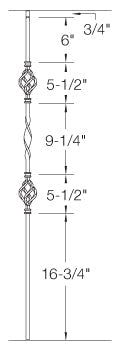 T09 Iron Baluster ⋅ Ribbon/Double Basket ⋅ 1/2" Square