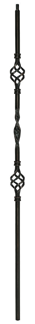 T09 Iron Baluster ⋅ Ribbon/Double Basket ⋅ 1/2" Square