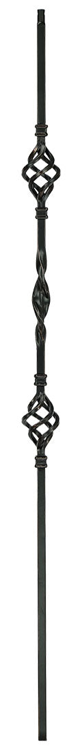 T09 Iron Baluster ⋅ Ribbon/Double Basket ⋅ 1/2" Square