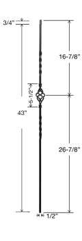T14 Iron Baluster ⋅ Single Basket 360 Degree Twist ⋅ 1/2" Square