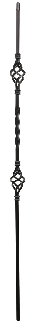 T15 Iron Baluster ⋅ Double Basket 360 Degree Twist ⋅ 1/2" Square