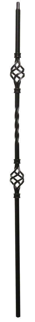 T15 Iron Baluster ⋅ Double Basket 360 Degree Twist ⋅ 1/2" Square