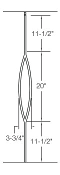T17 Iron Baluster ⋅ Pointed Oval ⋅ 1/2" Square