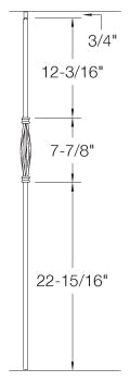 T18 Iron Baluster ⋅ Single Basket: Slimline ⋅ 1/2" Square