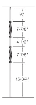 T182 Iron Baluster ⋅ Double Basket: Slimline ⋅ 1/2" Square