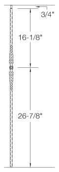 T21 Iron Baluster ⋅ Hammered Edge: Flower with Arrows ⋅ 1/2" Square