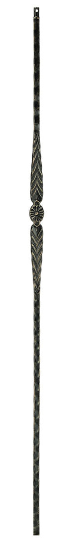 T21 Iron Baluster ⋅ Hammered Edge: Flower with Arrows ⋅ 1/2" Square