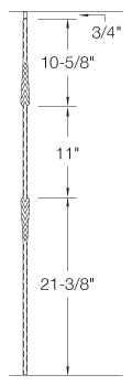 T22 Iron Baluster ⋅ Hammered Edge: Split Arrows ⋅ 1/2" Square