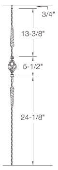 T23 Iron Baluster ⋅ Hammered Edge: Split Arrows with Basket ⋅ 1/2" Square