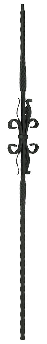 T24 Iron Baluster ⋅ Hammered Edge: Split Arrows with Butterfly ⋅ 1/2" Square