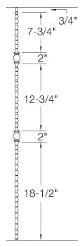 T32 Iron Baluster ⋅ Hammered Edge: Double Ball ⋅ 1/2" Square