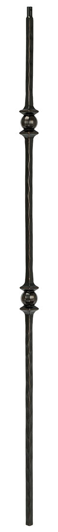 T32 Iron Baluster ⋅ Hammered Edge: Double Ball ⋅ 1/2" Square