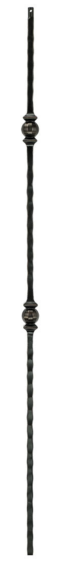 T32 Iron Baluster ⋅ Hammered Edge: Double Ball ⋅ 1/2" Square