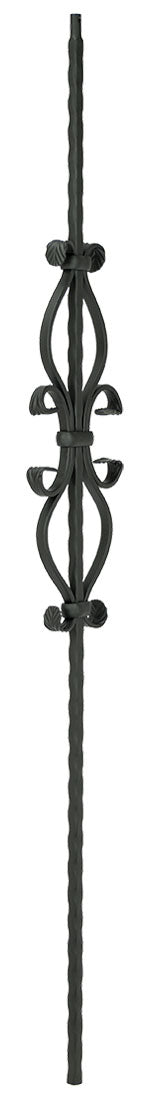 T35 Iron Baluster ⋅ Hammered Edge: "Hour Glass" Scroll ⋅ 1/2" Square