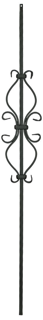 T35 Iron Baluster ⋅ Hammered Edge: "Hour Glass" Scroll ⋅ 1/2" Square