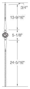 T43 Iron Baluster ⋅ Hammered Face: Single Basket with Spoons ⋅ 1/2" Square
