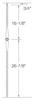 T45 Iron Baluster ⋅ Hammered Face: Single Collar with Spoons ⋅ 1/2" Square