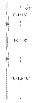 T46 Iron Baluster ⋅ Hammered Face: Double Collar with Spoons ⋅ 1/2" Square