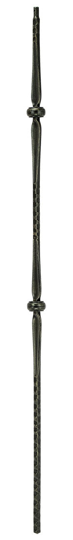 T46 Iron Baluster ⋅ Hammered Face: Double Collar with Spoons ⋅ 1/2" Square