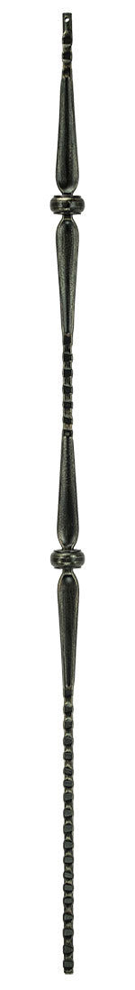 T46 Iron Baluster ⋅ Hammered Face: Double Collar with Spoons ⋅ 1/2" Square