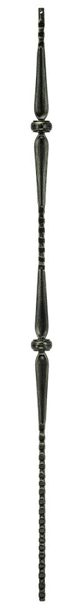 T46 Iron Baluster ⋅ Hammered Face: Double Collar with Spoons ⋅ 1/2" Square