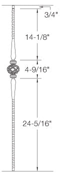 T47 Iron Baluster ⋅ Hammered Face: Single Basket with Spoons ⋅ 1/2" Square