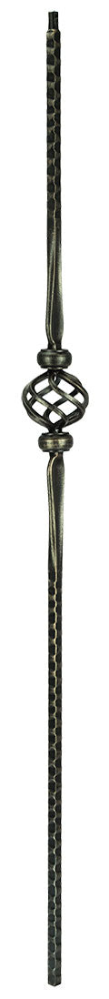 T47 Iron Baluster ⋅ Hammered Face: Single Basket with Spoons ⋅ 1/2" Square