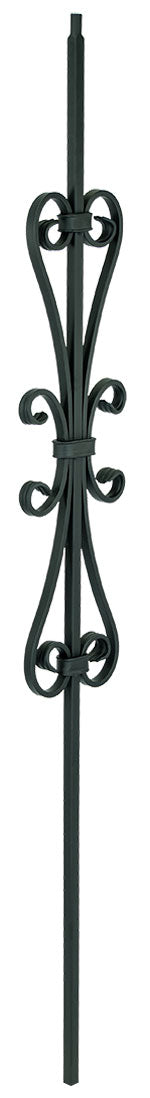 T58 Iron Baluster ⋅ Double Heart Scroll ⋅ 1/2" Square