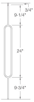 T80 Iron Baluster ⋅ Single Oval ⋅ 1/2" Square