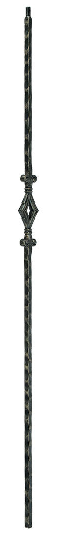 T93 Iron Baluster ⋅ Hammered Edge: Single Diamond ⋅ 1/2" Square