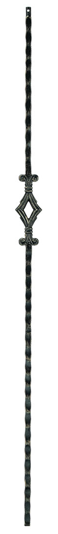 T93 Iron Baluster ⋅ Hammered Edge: Single Diamond ⋅ 1/2" Square