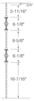 T94 Iron Baluster ⋅ Hammered Edge: Double Diamond ⋅ 1/2" Square