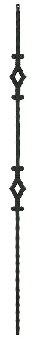 T94 Iron Baluster ⋅ Hammered Edge: Double Diamond ⋅ 1/2" Square