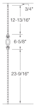 T95 Iron Baluster ⋅ Hammered Edge: Single Oval ⋅ 1/2" Square