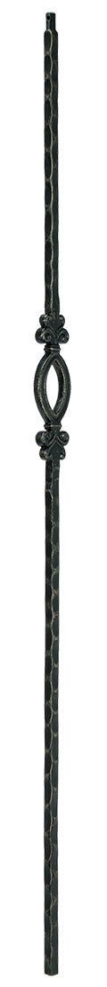 T95 Iron Baluster ⋅ Hammered Edge: Single Oval ⋅ 1/2" Square