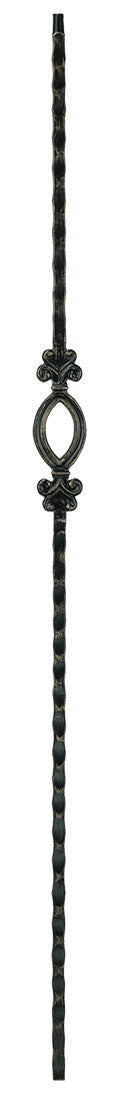 T95 Iron Baluster ⋅ Hammered Edge: Single Oval ⋅ 1/2" Square