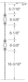 T96 Iron Baluster ⋅ Hammered Edge: Double Oval ⋅ 1/2" Square